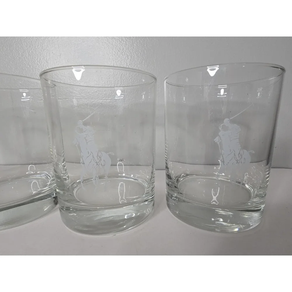 4 Vintage Polo Ralph Lauren Rocks Whiskey Limited Edition Bar Glasses Man Cave